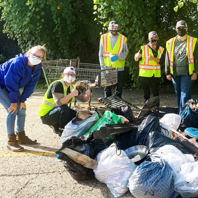 Haviland staff clean up local riverway